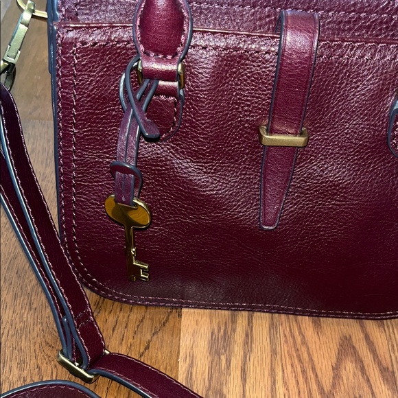 Fossil Dark Red Leather Crossbody Bag - Picture 2 of 12